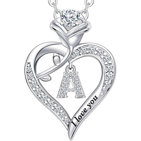 Elegant Rose Heart Moissanite Necklace for Women Gift for Wife & Girlfriend